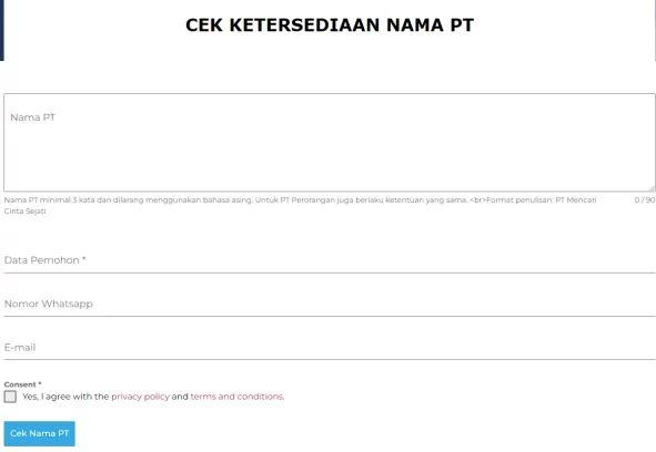 cek nama PT associe