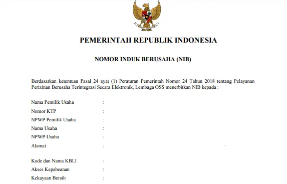Contoh NIB