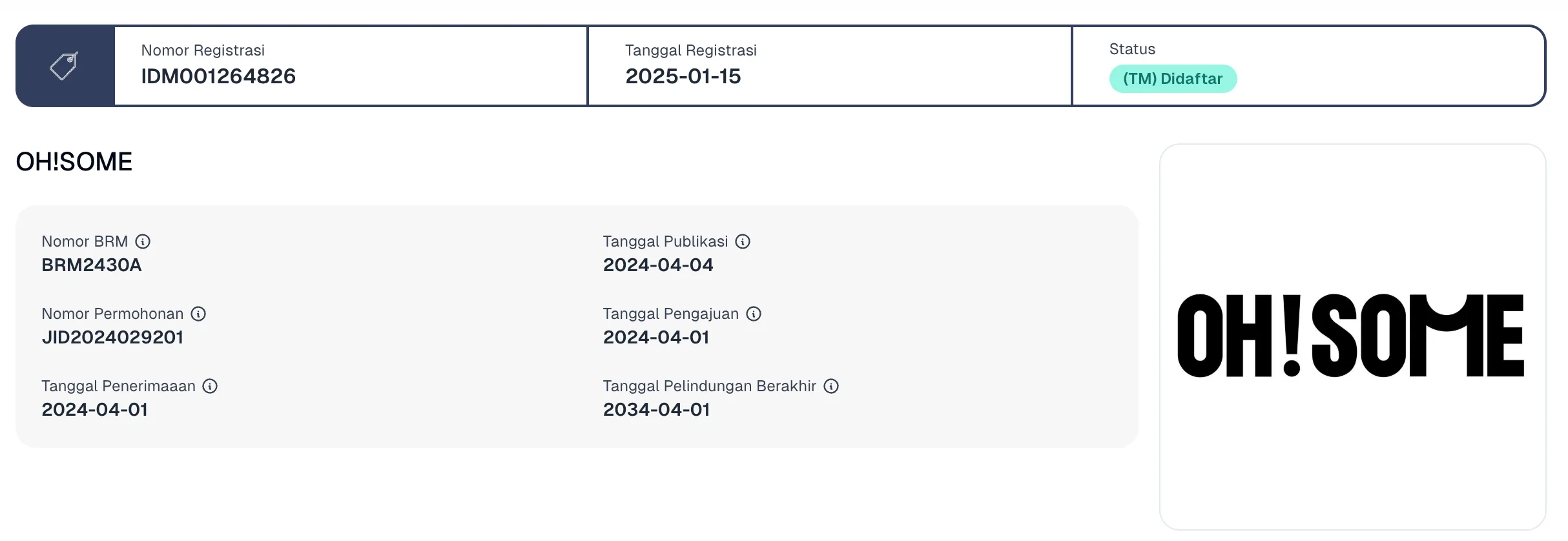 nomor registrasi djki oh some