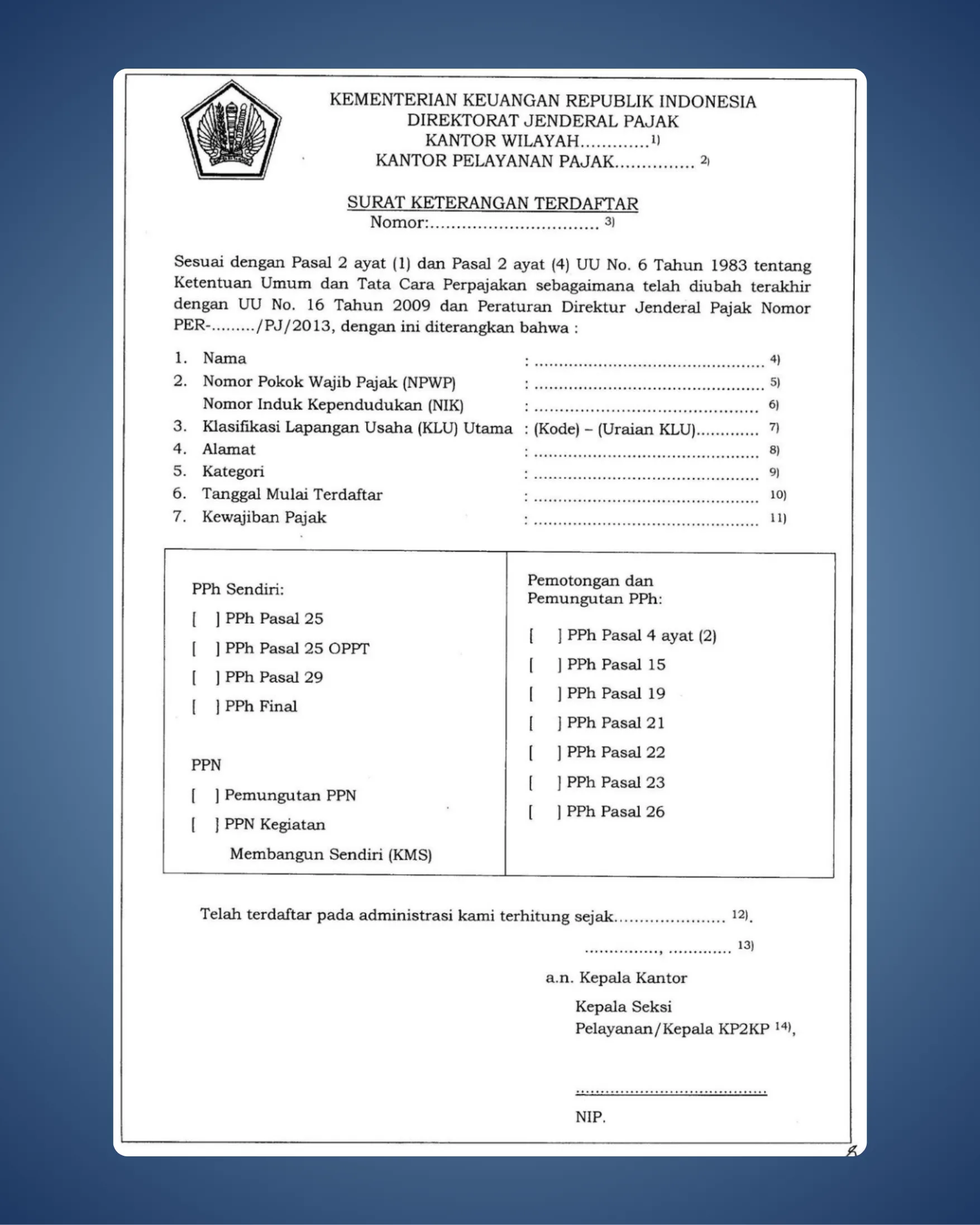contoh skt pajak