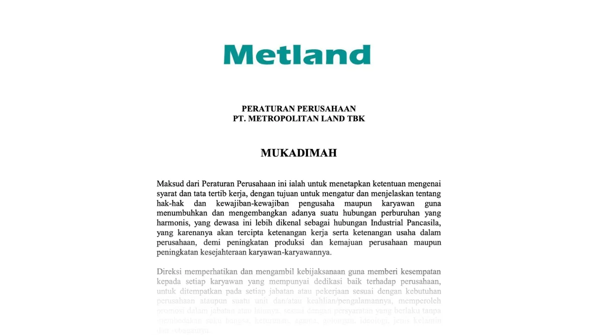 Contoh Peraturan Perusahaan Swasta