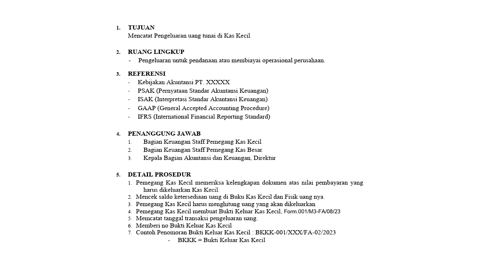 Contoh SOP Pengeluaran Kas Kecil (Petty Cash)