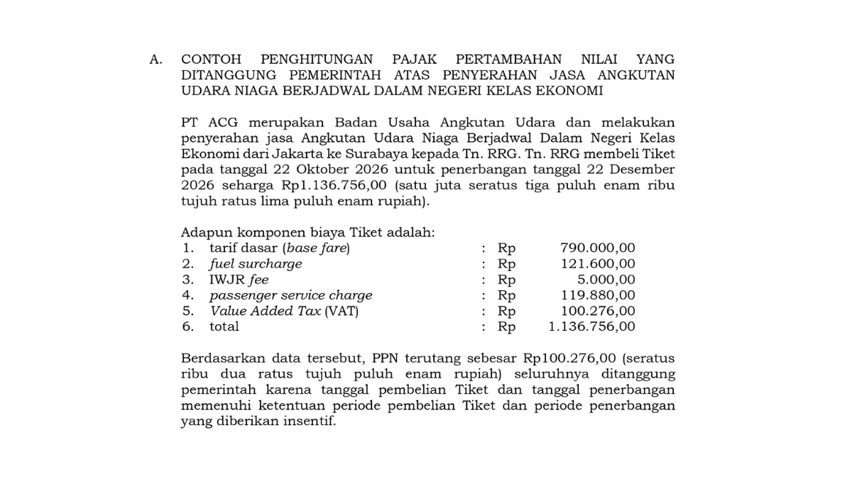 Simulasi Perhitungan - Berapa Penghematan dari PPN Tiket Pesawat yang Ditanggung Pemerintah Nataru 2026 2027